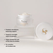 Load image into Gallery viewer, Microbiome Restorative Evening Moisturizer benefit callouts.