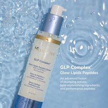 Load image into Gallery viewer, SeneGence GLP Complex serum bottle with pump on a blue water background
