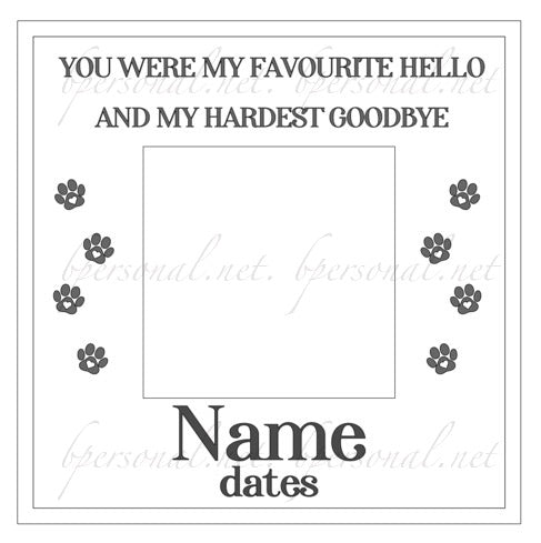 Memorial Animal Personalised Frame..